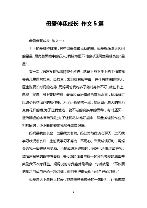 母爱伴我成长 作文5篇