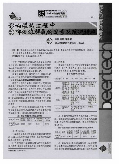 影响灌装过程中啤酒溶解氧的因素及改进措施