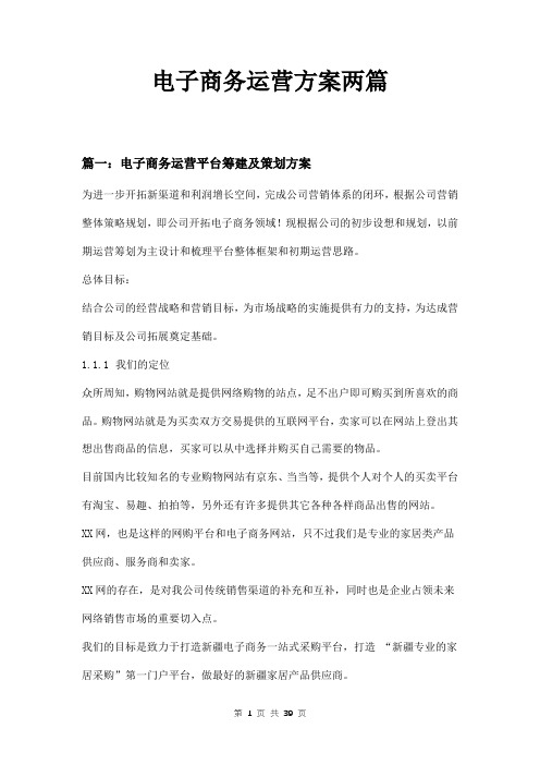 电子商务运营方案两篇