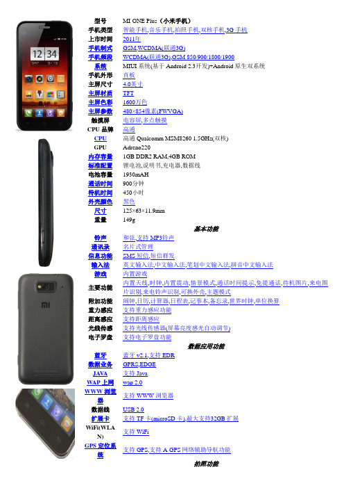小米手机参数