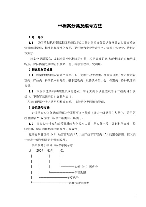 有限公司档案分类及编号办法
