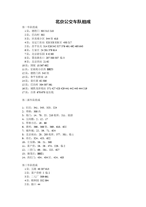 北京公交车队组成