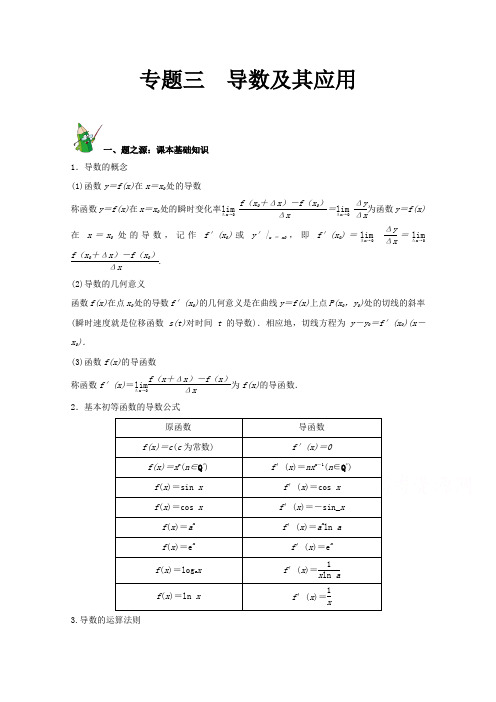 万变不离其宗：2017高中数学课本典例改编之选修2-1、2-2、2-3：专题三 导数及其应用 Word版含解析