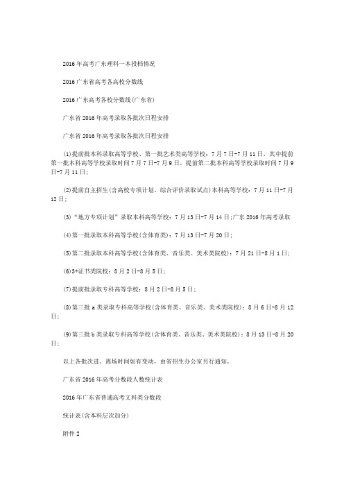 广东2016年高考录取