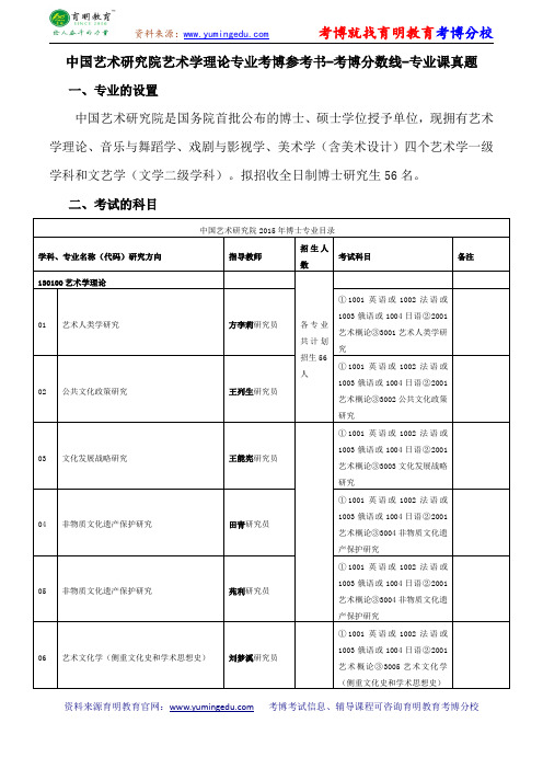 中国艺术研究院艺术学理论专业考博参考书-考博分数线-专业课真题