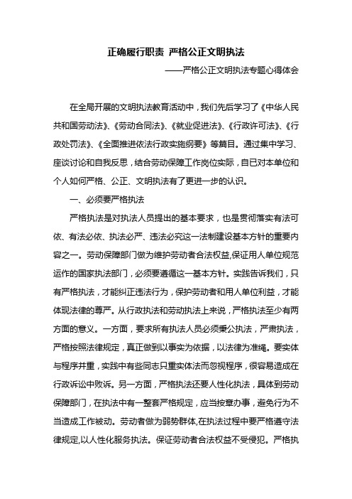 正确履行职责 严格公正文明执法