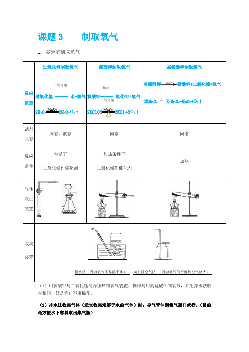 2.3 制取氧气 导学案  人教版九年级化学上册