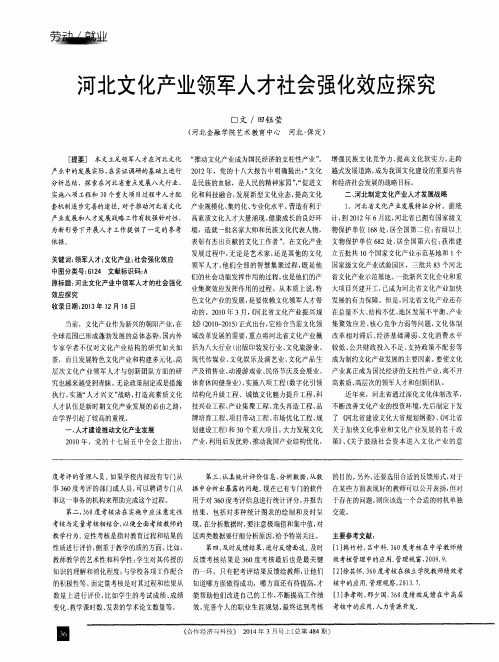 河北文化产业领军人才社会强化效应探究