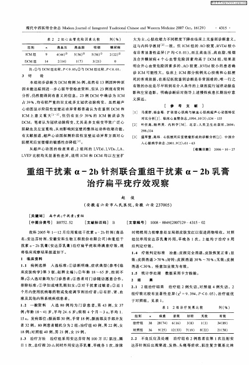 重组干扰素仅α-2b针剂联合重组干扰素仅α-2b乳膏治疗扁平疣疗效观察