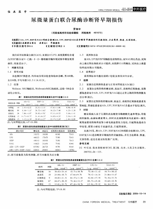 尿微量蛋白联合尿酶诊断肾早期损伤