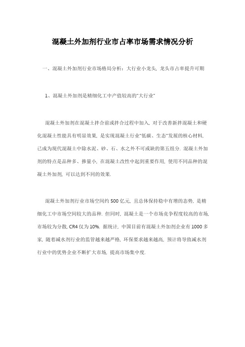 混凝土外加剂行业市占率市场需求情况分析