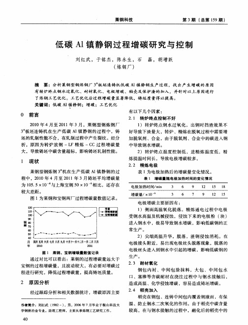 低碳Al镇静钢过程增碳研究与控制
