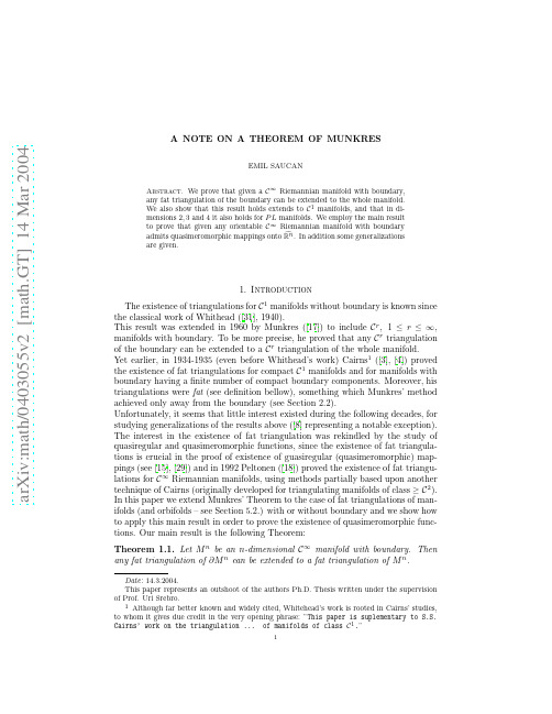 Note on a Theorem of Munkres