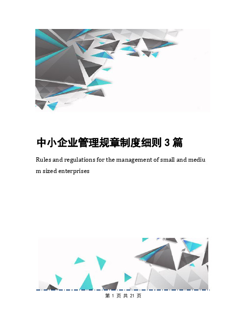 中小企业管理规章制度细则3篇
