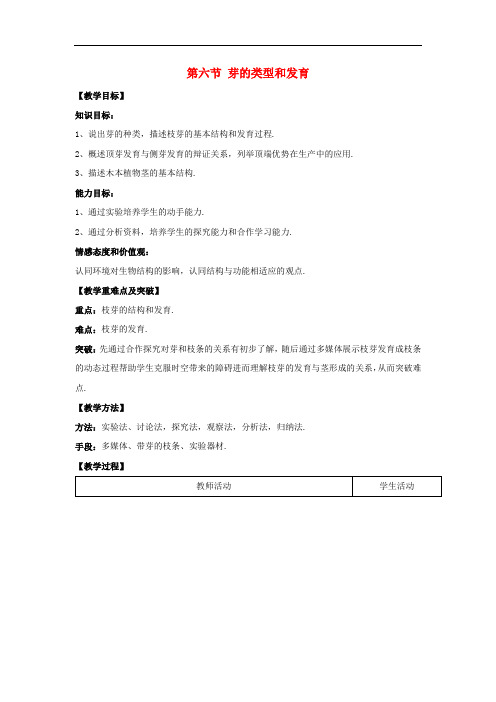 济南版生物八年级上册《芽的类型和发育》同课异构 精品教案 (4)