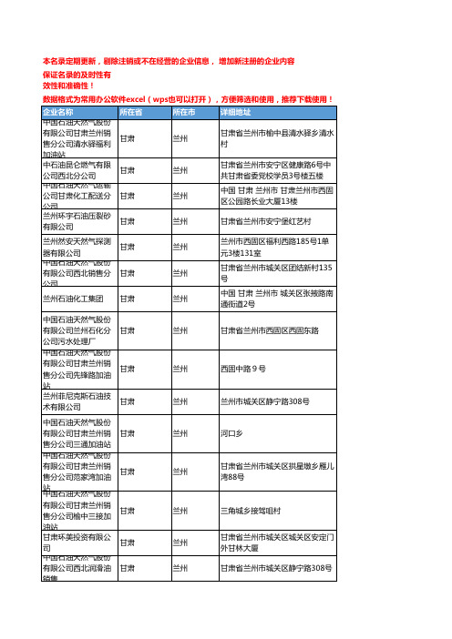 2020新版甘肃兰州天然气企业公司名录名单黄页联系方式大全131家
