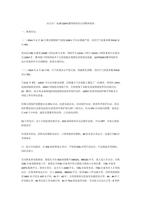 动力分厂“2·23”220KVⅡ母线两次污闪跳闸事故