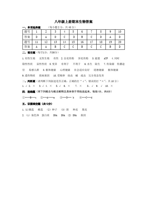 12-13八年生物(上)期末答案