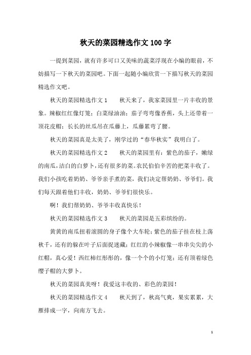 秋天的菜园精选作文100字