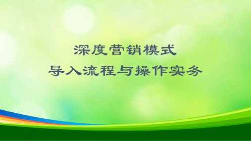深度营销模式导入流程与操作实务(ppt 73页)