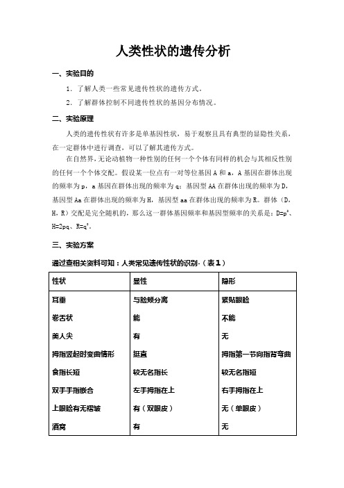 医学遗传学实验报告