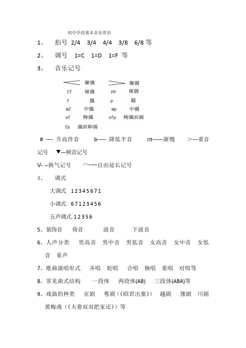 初中学段基本音乐常识(1)