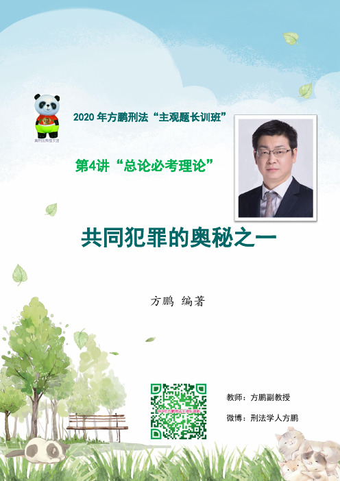 20200406方鹏刑法主观题长训班第4讲-共同犯罪的奥秘之一