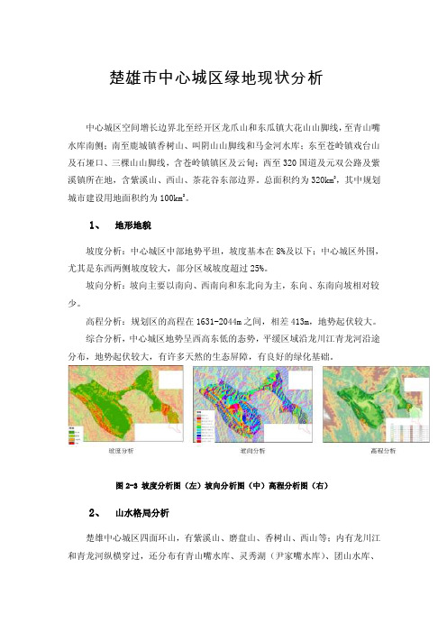 楚雄市中心城区绿地现状分析