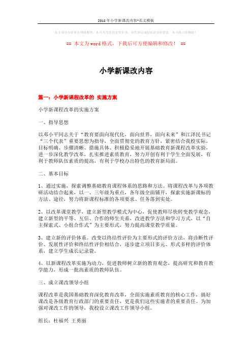 2018年小学新课改内容-范文模板 (12页)