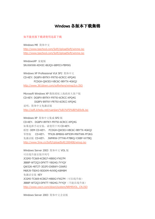Windows各版本下载与激活(98~Vista)