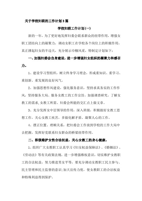 关于学校妇联的工作计划3篇