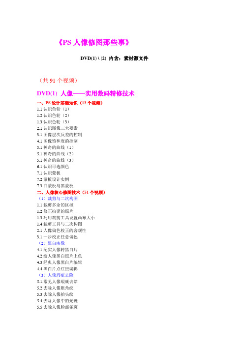 PS人像修图那些事 完整大纲
