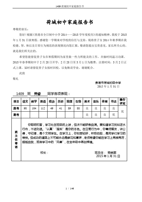 1409荷城初中家庭报告书