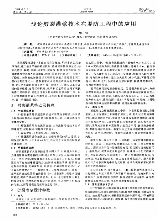 浅论劈裂灌浆技术在堤防工程中的应用