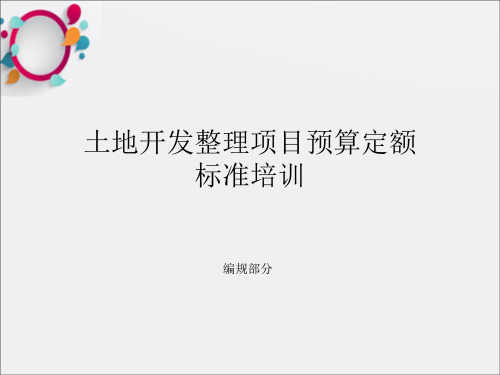 土地整理预算定额编制规定讲义