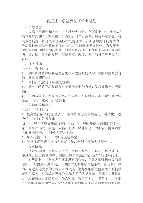 良王庄中学德育队伍培训规划