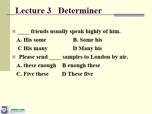 大学英语专业语法课件3——限定词Determiner
