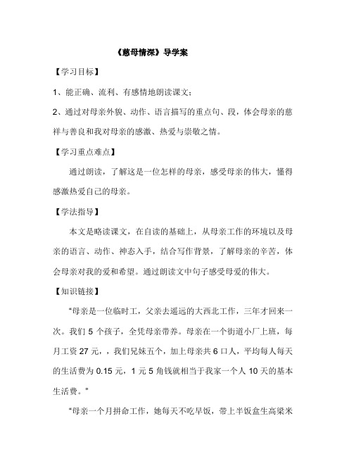 《慈母情深》导学案