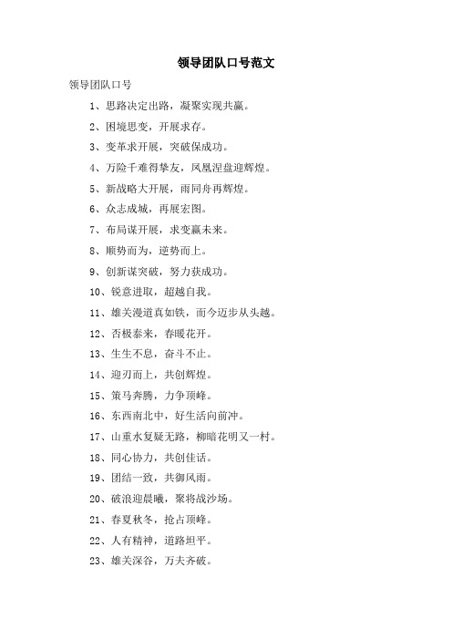 领导团队口号范文