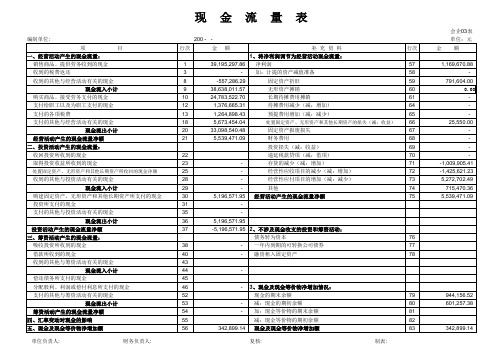 现金流量表自动生成模板