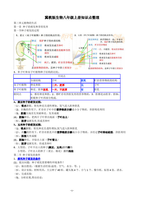 冀教版生物八年级上册知识点整理