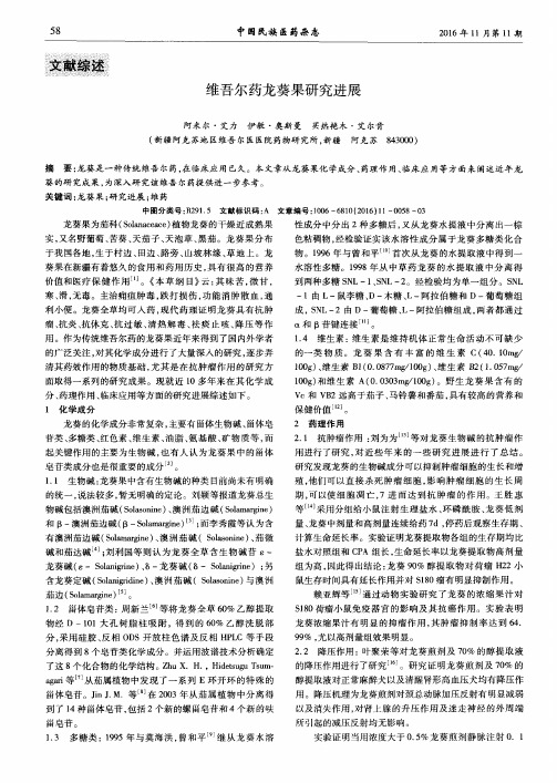 维吾尔药龙葵果研究进展