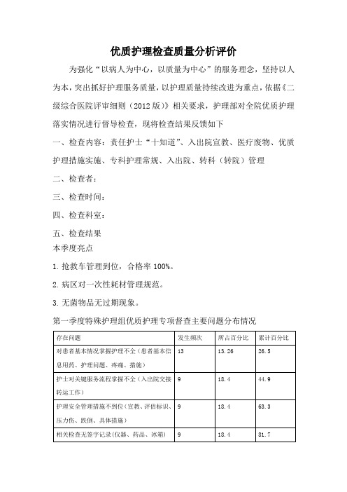 优质护理检查质量分析评价