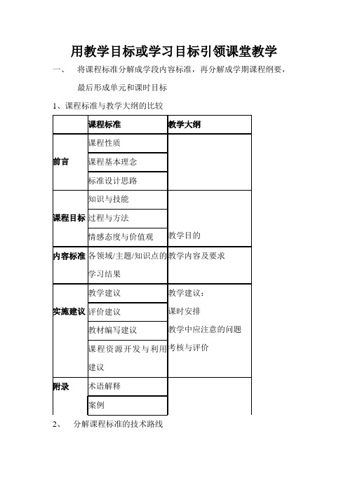 用教学目标或教学目标引领课堂教学