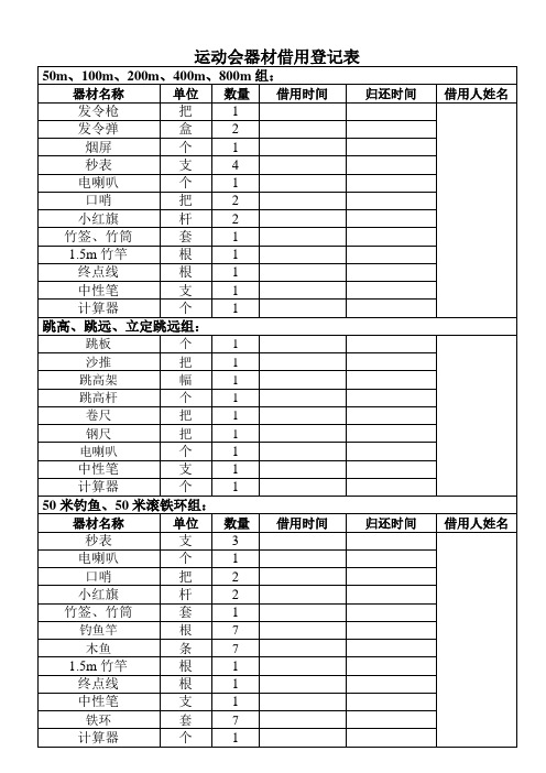 运动会器材购买清单2