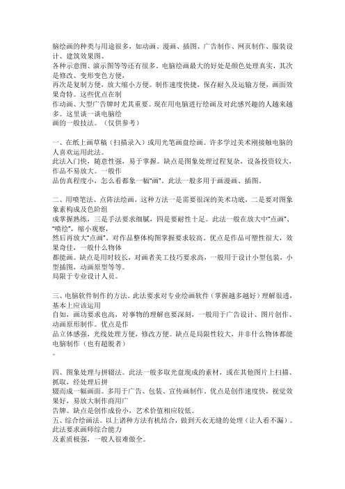 脑绘画的种类与用途很多