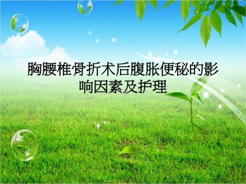胸腰椎骨折术后腹胀便秘的影响因素及护理ppt课件
