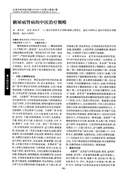 糖尿病肾病的中医治疗概略