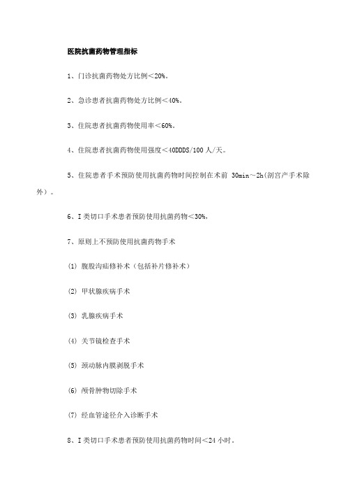 医院抗菌药物管理指标
