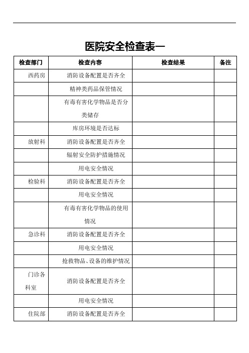 医院安全检查表一